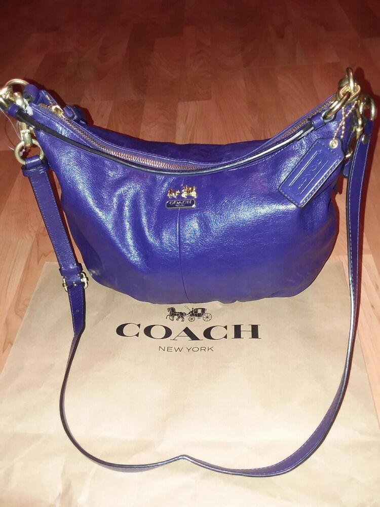 dark purple leather coach purse
